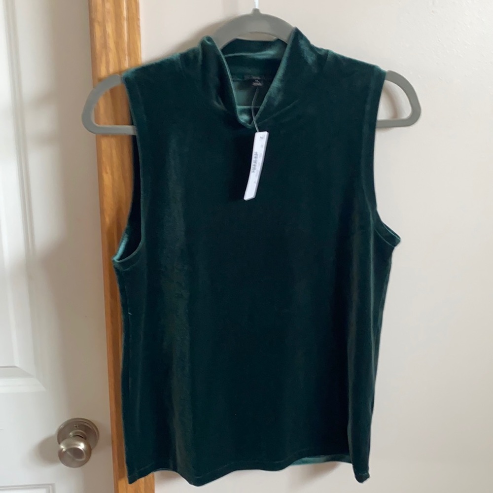 J. Crew NWT velvet green mock neck tank M